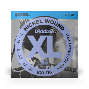 D'Addario EXL116 Nickel Wound Electric Guitar Strings, Medium/Heavy, .011-.052