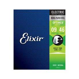 Elixir 19027 Optiweb Electric Guitar Strings, Custom Light, 09-46