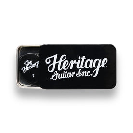 Heritage Celluloid Black Vintage Guitar Pick, Thin, 12-Pick Tin