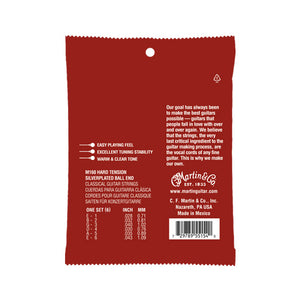 Martin M160 Classical 80/20 Bronze Ball End Nylon Guitar Strings, Hard Tension, 28-43