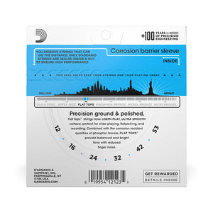 D'Addario EFT16 Flat Tops Phosphor Bronze Acoustic Guitar Strings, Light, 12-53