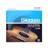 D'Addario EJ40 Silk and Steel Folk Acoustic Guitar Strings, Light, 11-47