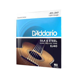 D'Addario EJ40 Silk and Steel Folk Acoustic Guitar Strings, Light, 11-47