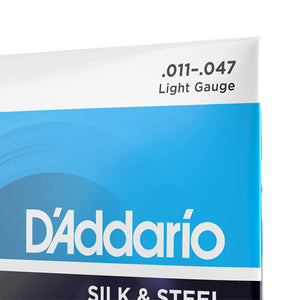 D'Addario EJ40 Silk and Steel Folk Acoustic Guitar Strings, Light, 11-47