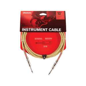 D'Addario PW-BG-10TW Braided Straight to Straight Instrument Cable, 10 Feet, Tweed