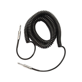 D'Addario PW-CDG-30BK Coiled Straight to Straight Instrument Cable, 30 Feet, Black