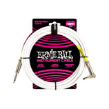 Ernie Ball 15FT PVC Straight to Right Angle Instrument Cable, White