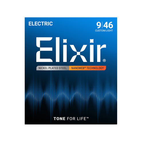 Elixir 12027 Nanoweb Electric Guitar Strings, Custom Light, 9-46