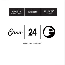 Elixir 13124 Polyweb 80/20 Bronze Acoustic Guitar Single String, .024