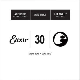 Elixir 13130 Polyweb 80/20 Bronze Acoustic Guitar Single String, .030