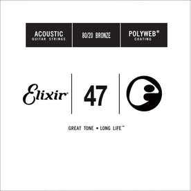 Elixir 13147 Polyweb 80/20 Bronze Wound Acoustic Guitar Strings 0.047