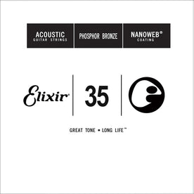 Elixir 14135 Nanoweb Phosphor Bronze Acoustic Guitar Single String, .035
