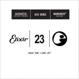 Elixir 15123 Nanoweb 80/20 Bronze Acoustic Guitar Single String, .23