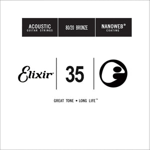 Elixir 15135 Nanoweb 80/20 Bronze Acoustic Guitar Single String, .35