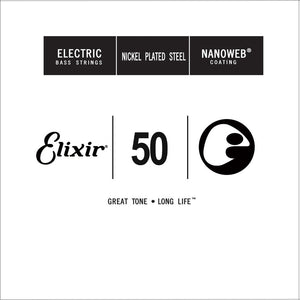 Elixir 15350 Nanoweb Nickel Plated Steel Bass Guitar Single String, Long Scale, .050