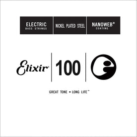 Elixir 15400 Nanoweb Nickel Plated Steel Bass Guitar Single String, Long Scale, .100