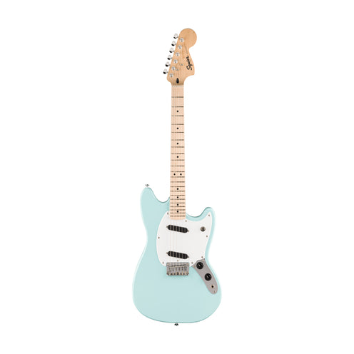 Squier Sonic Mustang Electric Guitar w/White Pickguard, Maple FB, Daphne Blue