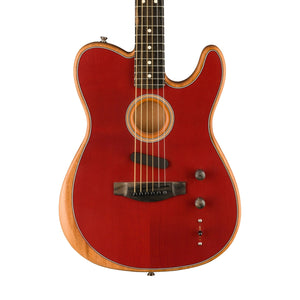 Fender American Acoustasonic Telecaster Acoustic Electric Guitar w/Bag, Ebony FB, Crimson Red