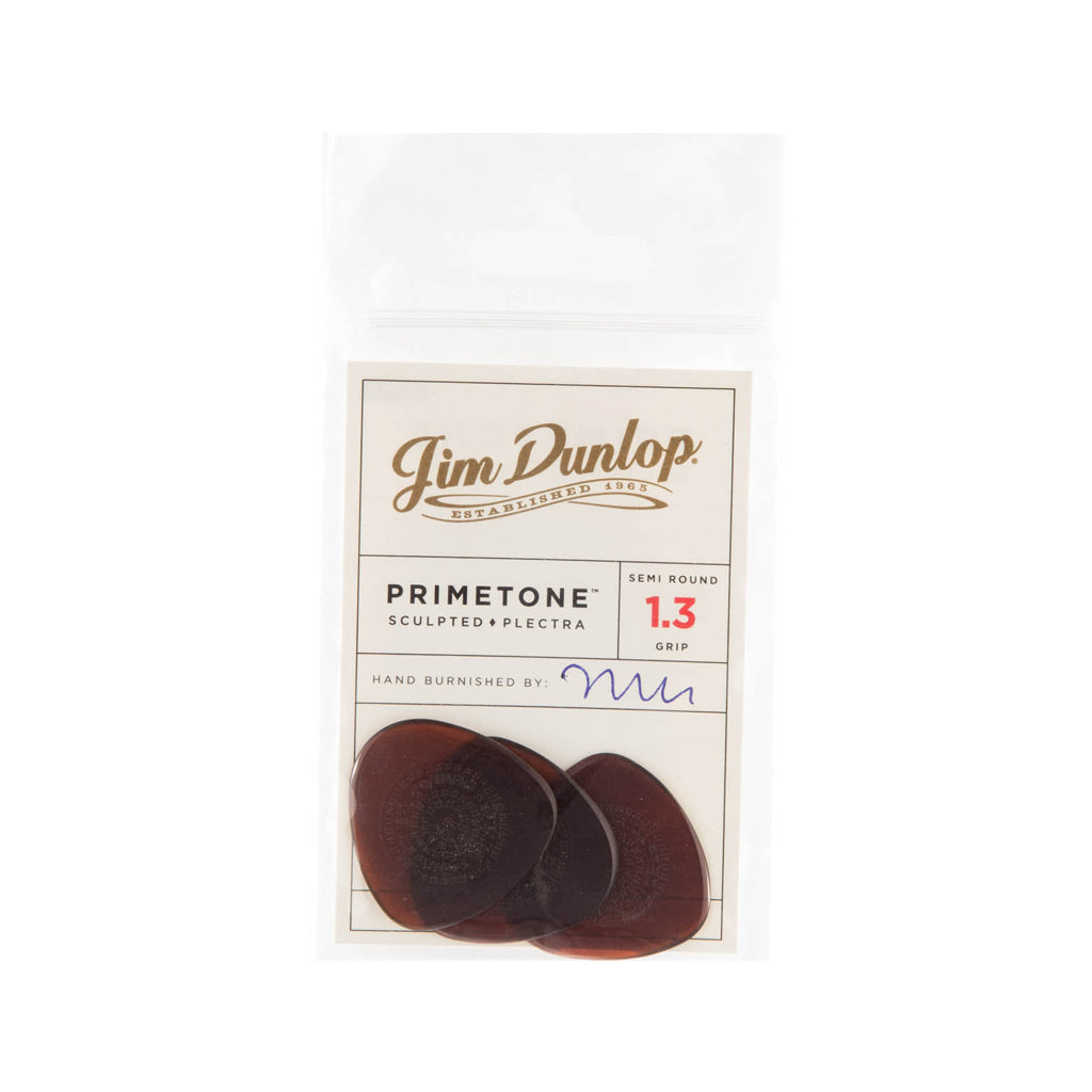 Jim Dunlop 514 Primetone Semi-Round Grip Pick, 1.3mm, 3-Pack