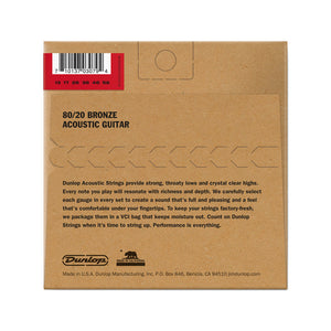 Jim Dunlop DAB1356 80/20 Bronze Acoustic Guitar Strings, Medium, 13-56