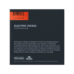 Jim Dunlop DEN0946 Performance+ Nickel Wound Electric Guitar Strings, Extra Light, 09-46