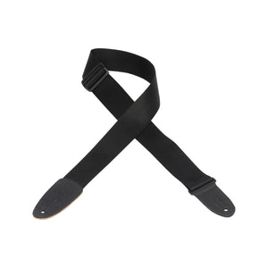 Levy's M8 2inch Heavyweight Polyester Guitar Strap w/Garment Leather Ends, Black