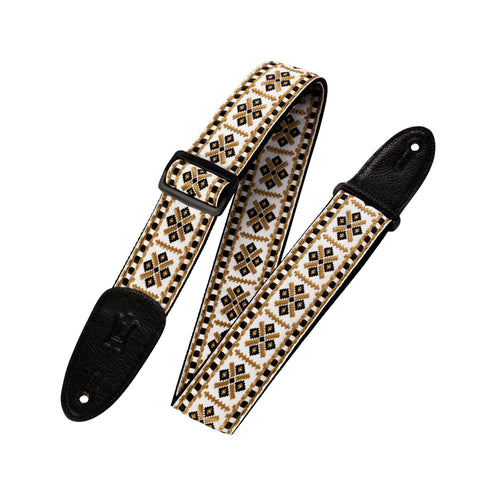 Levy's M8HT-07 2-Inch Jacquard Weave Guitar Strap, Gold & White Diamond