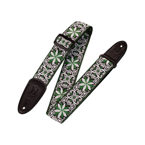 Levy's M8HT-11 2-Inch Jacquard Weave Guitar Strap, Green & White Floral