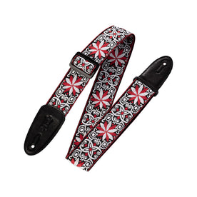 Levy's M8HT 2inch Woven Guitar Strap, Floral Red & White Motif