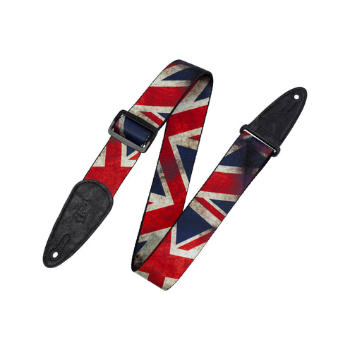 Levy's Leathers 2 Inch Polyester Guitar Strap, Printed Distressed Flag United Kingdom