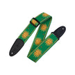 Levy's MPJG 2inch Woven Guitar Strap, Yellow-on-Green Sun Motif