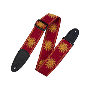 Levy's MPJG 2inch Woven Guitar Strap, Yellow-on-Red Sun Motif