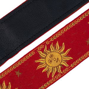 Levy's MPJG 2inch Woven Guitar Strap, Yellow-on-Red Sun Motif