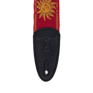Levy's MPJG 2inch Woven Guitar Strap, Yellow-on-Red Sun Motif
