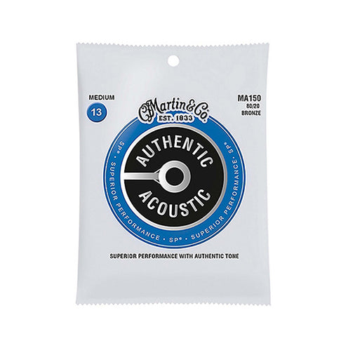 Martin MA150 Authentic Acoustic SP 80/20 Bronze Acoustic Guitar Strings, Medium, 13-56